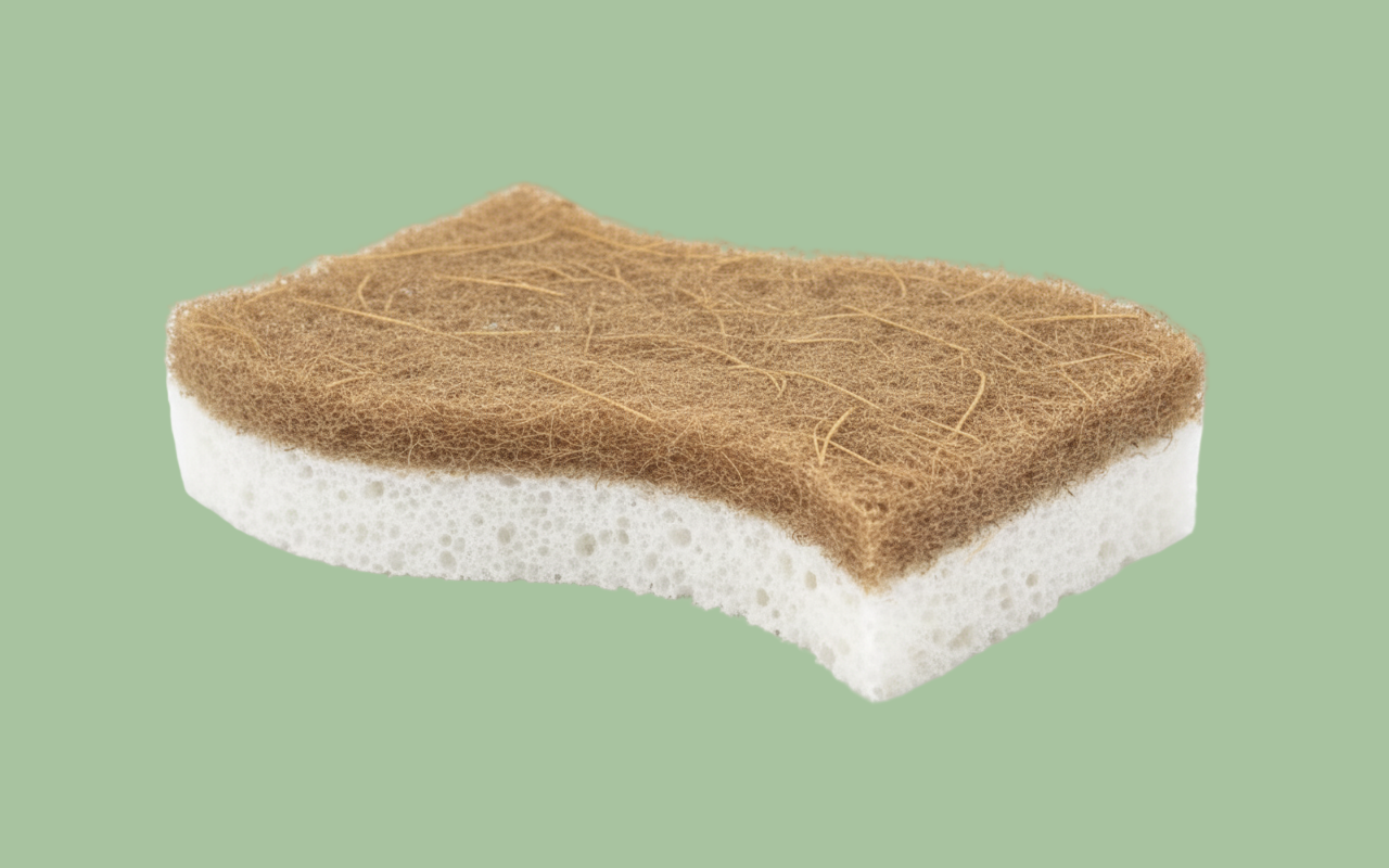 Scrubber with brown and white texture on a white background