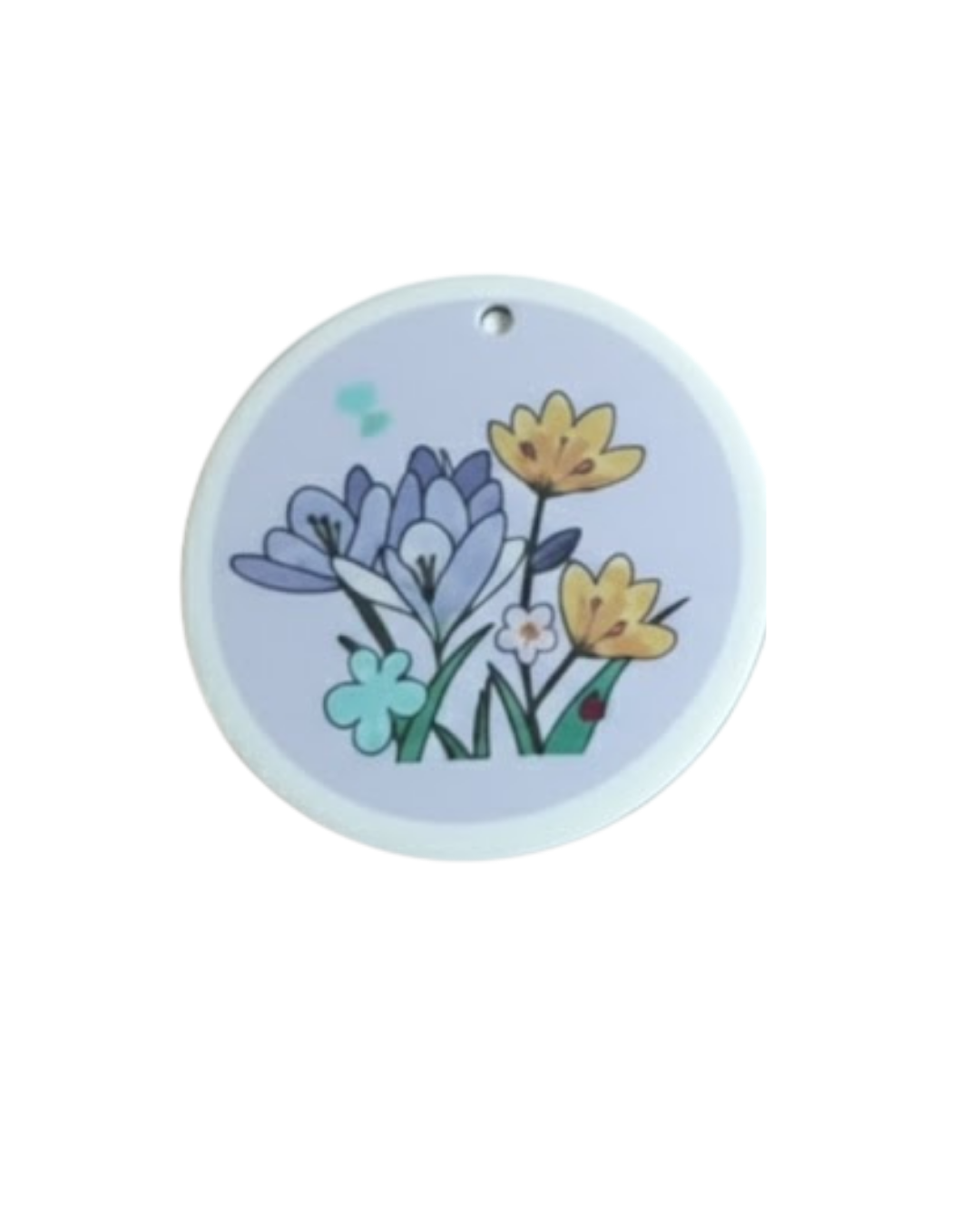 Round Dish Sponge item with floral design on a white background
