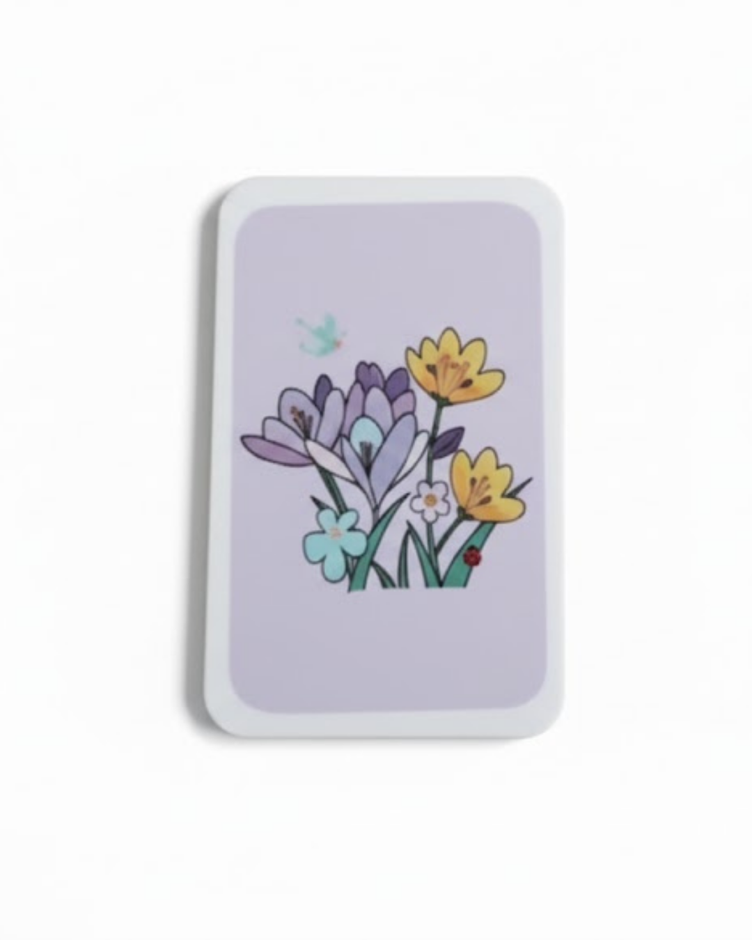 Sponge with floral design on a light purple background